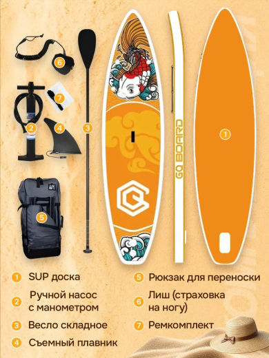 SUP board / Сап борд / надувная доска GQ - KC 335 полный комплект 335*83*15