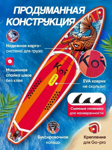 SUP board / Сап борд / надувная доска KOI КОИ FUNWATER полный комплект 350*84*15 см