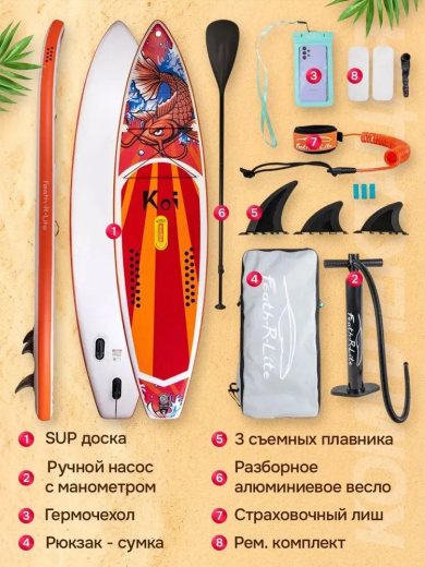 SUP board / Сап борд / надувная доска KOI КОИ FUNWATER полный комплект 350*84*15 см