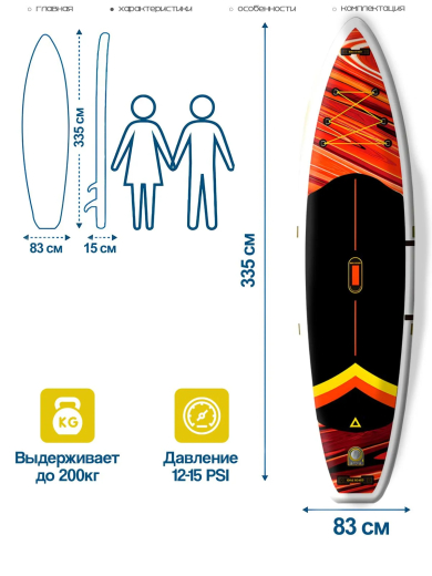 SUP board Rave SHIMMER  / Сап доска для серфинга 335*83*15 см Rave Board