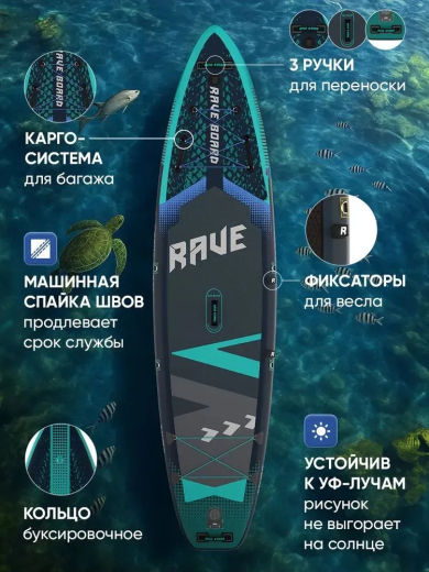 Сап борд Rave PRO Blue 11'6 / SUP board для серфинга 350*83*15 см Rave Board Blue