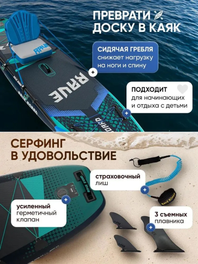 Сап борд Rave PRO Blue 11'6 / SUP board для серфинга 350*83*15 см Rave Board Blue